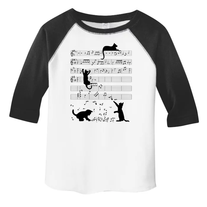 Cute Cat Kitty Playing Music Note Clef Musician Art Gift Toddler Fine Jersey T-Shirt