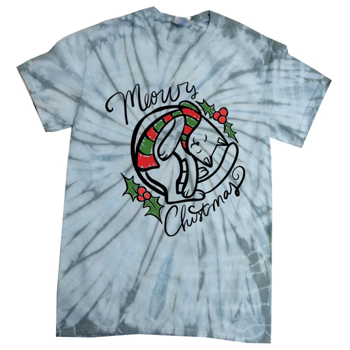 Christmas Cat Kitty Meowy Cute Gift Tie-Dye T-Shirt