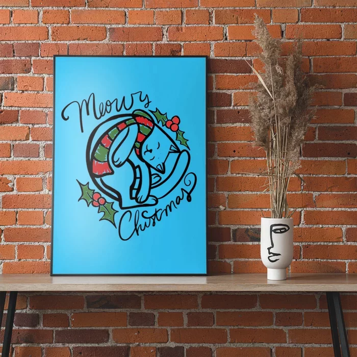 Christmas Cat Kitty Meowy Cute Gift Poster