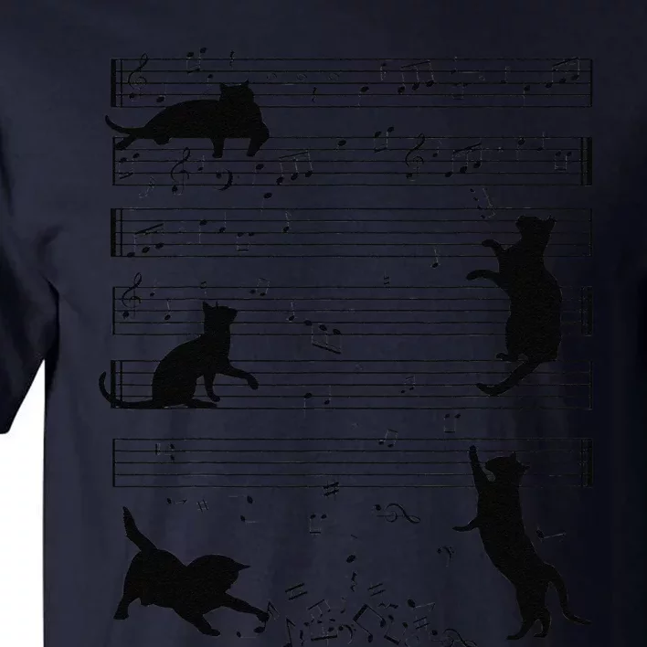 Cute Cat Kitty Playing Music Note Clef Musician Art Funny Tall T-Shirt