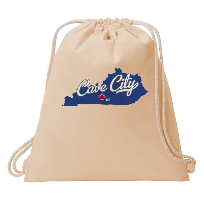 Cave City Kentucky Ky Map Drawstring Bag