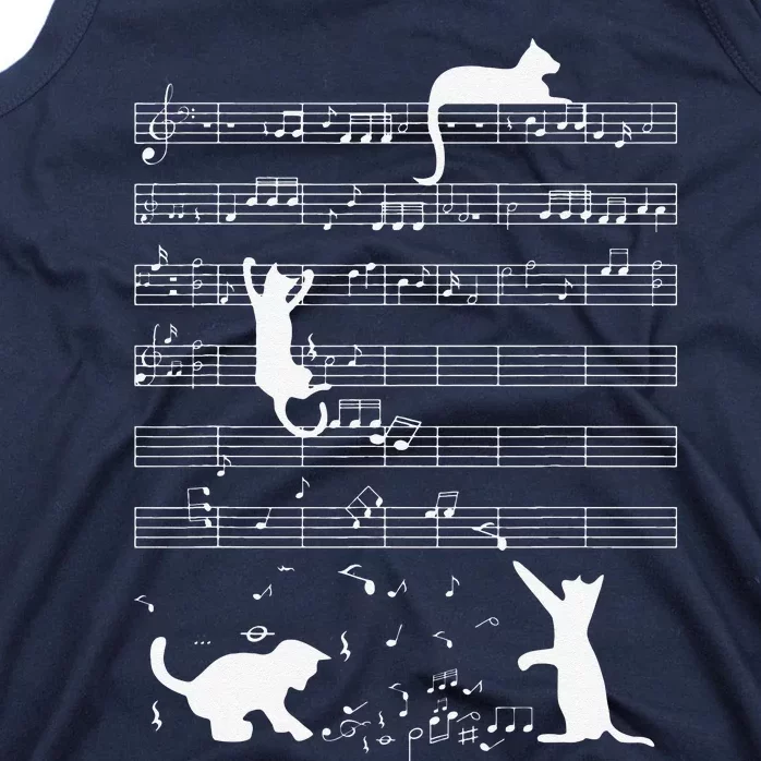 Cute Cat Kitty Playing Music Note Funny Clef Musician Art Tank Top