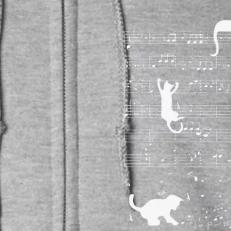 Cute Cat Kitty Playing Music Note Funny Clef Musician Art Full Zip Hoodie