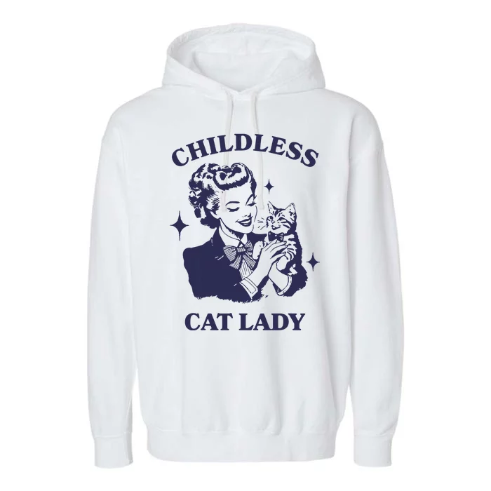 Childless Cat Lady Kamala 2024 Harris Feminist Women Rights Garment-Dyed Fleece Hoodie