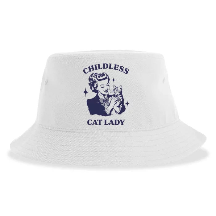 Childless Cat Lady Kamala 2024 Harris Feminist Women Rights Sustainable Bucket Hat