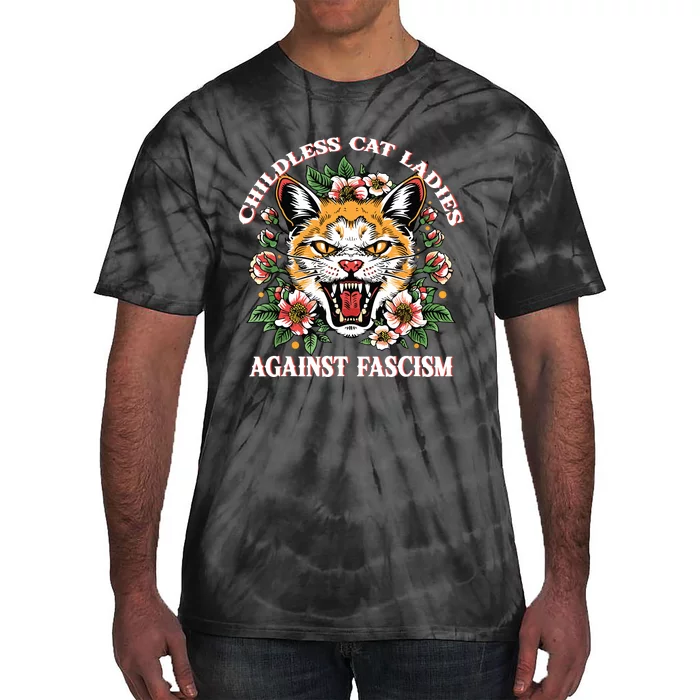 Childless Cat Ladies Against Fascism Tie-Dye T-Shirt