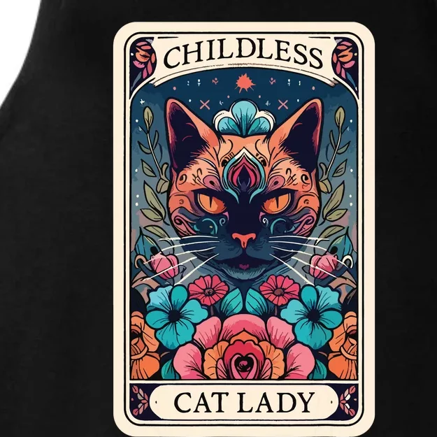 Childless Cat Lady Tarot Card Ladies Tri-Blend Wicking Tank