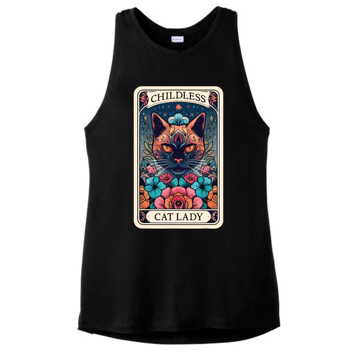 Childless Cat Lady Tarot Card Ladies Tri-Blend Wicking Tank