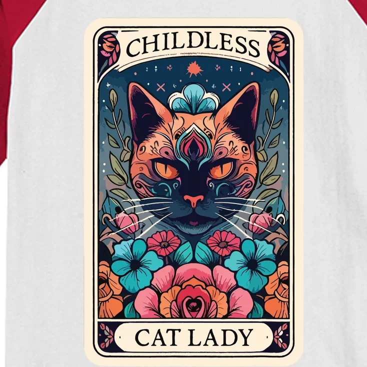 Childless Cat Lady Tarot Card Kids Colorblock Raglan Jersey