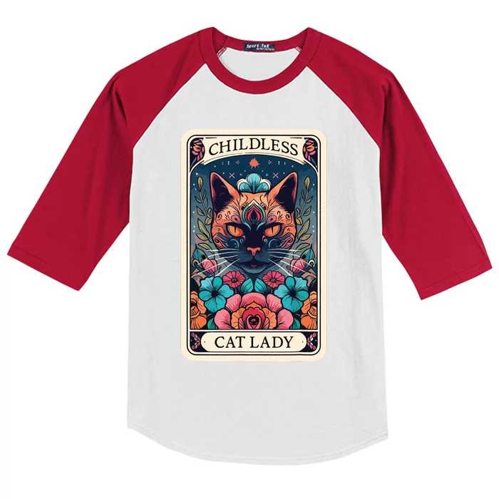 Childless Cat Lady Tarot Card Kids Colorblock Raglan Jersey