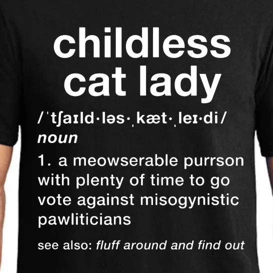 Childless Cat Lady Funny Dictionary Definition Pajama Set