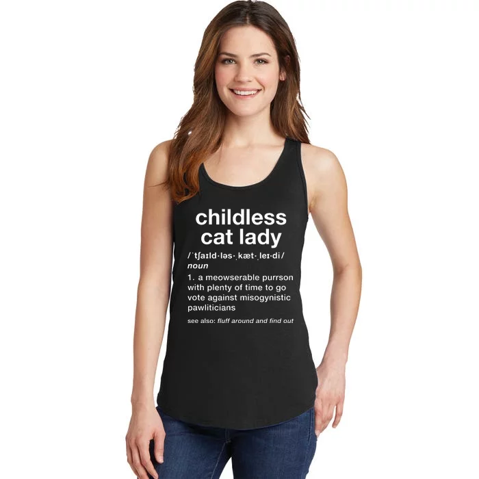 Childless Cat Lady Funny Dictionary Definition Ladies Essential Tank