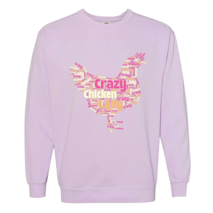 Crazy Chicken Lady Typography Chickens Farm Animal Lover Garment-Dyed Sweatshirt