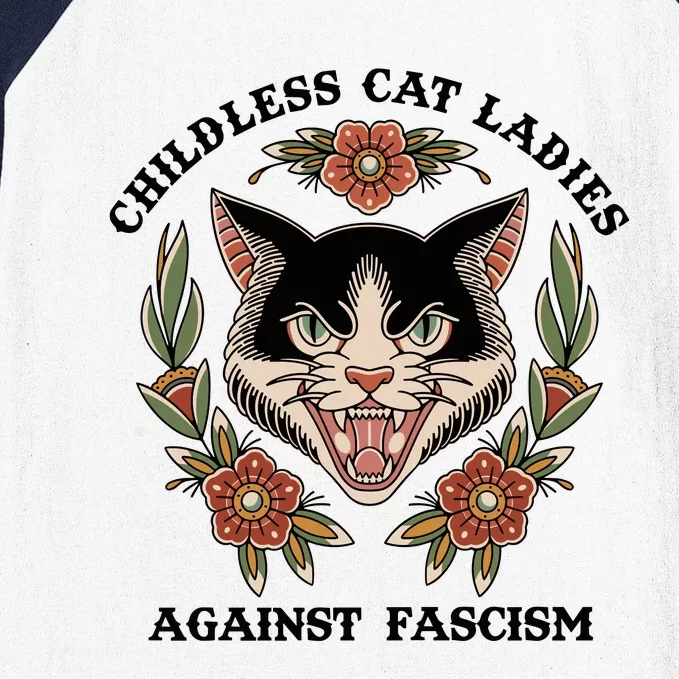 Childless Cat Ladies Against Fascism Baseball Sleeve Shirt