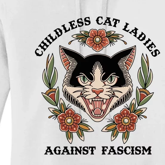 Childless Cat Ladies Against Fascism Women's Pullover Hoodie