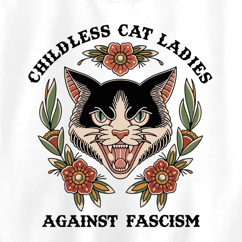 Childless Cat Ladies Against Fascism Kids Sweatshirt