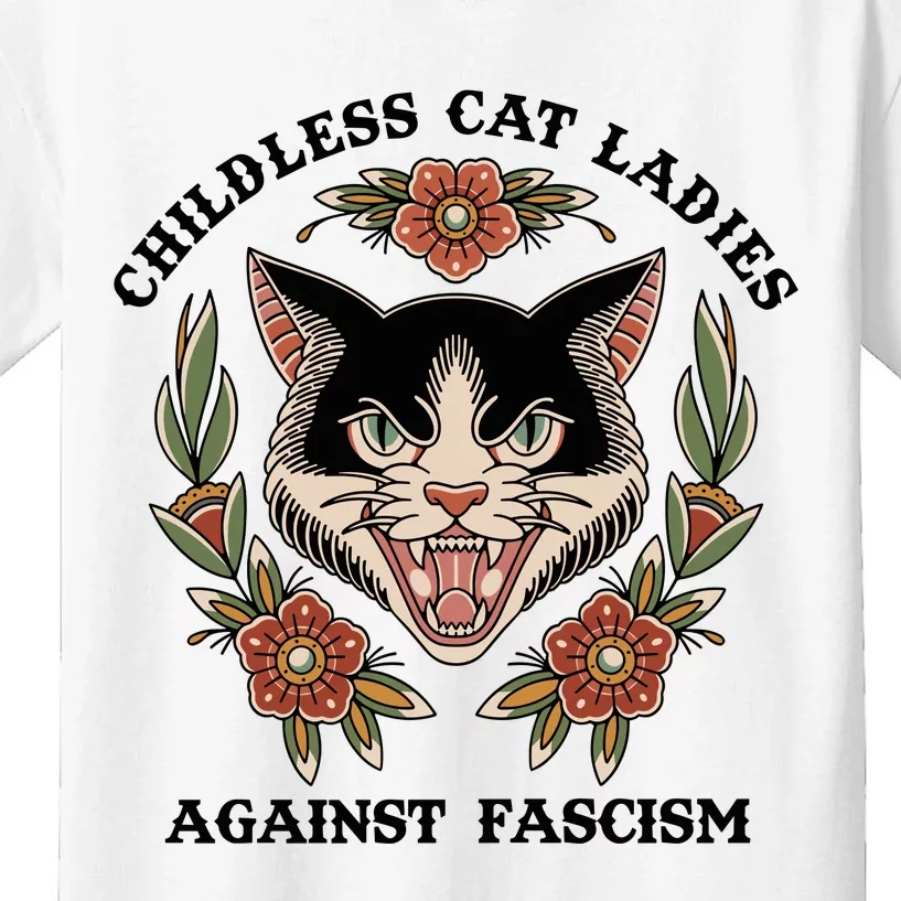 Childless Cat Ladies Against Fascism Kids T-Shirt