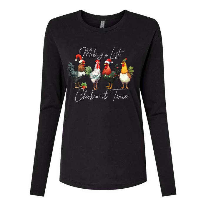 Christmas Chicken Lover Xmas Santa Hat Funny Farm Gift Womens Cotton Relaxed Long Sleeve T-Shirt