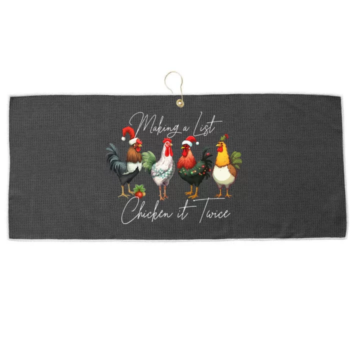 Christmas Chicken Lover Xmas Santa Hat Funny Farm Gift Large Microfiber Waffle Golf Towel