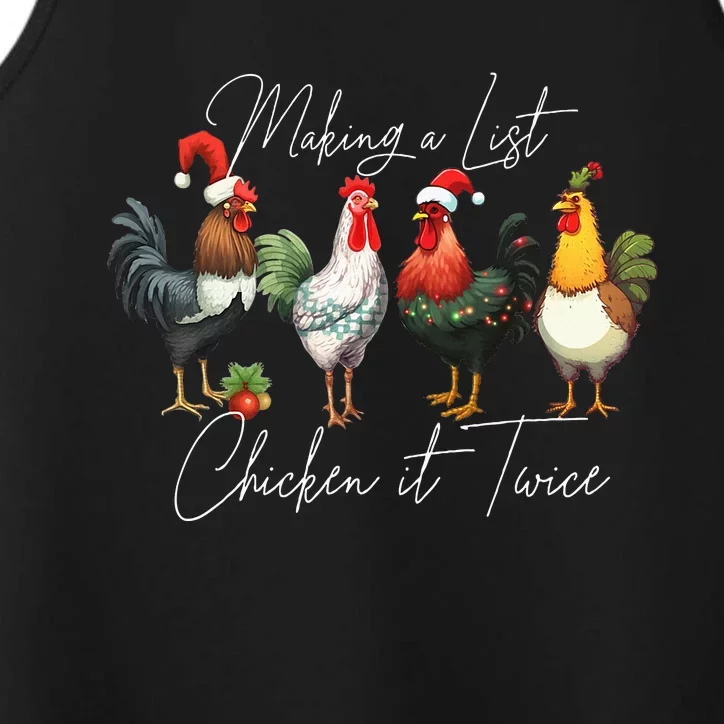 Christmas Chicken Lover Xmas Santa Hat Funny Farm Gift Performance Tank