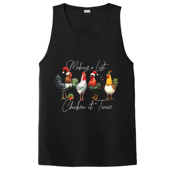 Christmas Chicken Lover Xmas Santa Hat Funny Farm Gift Performance Tank