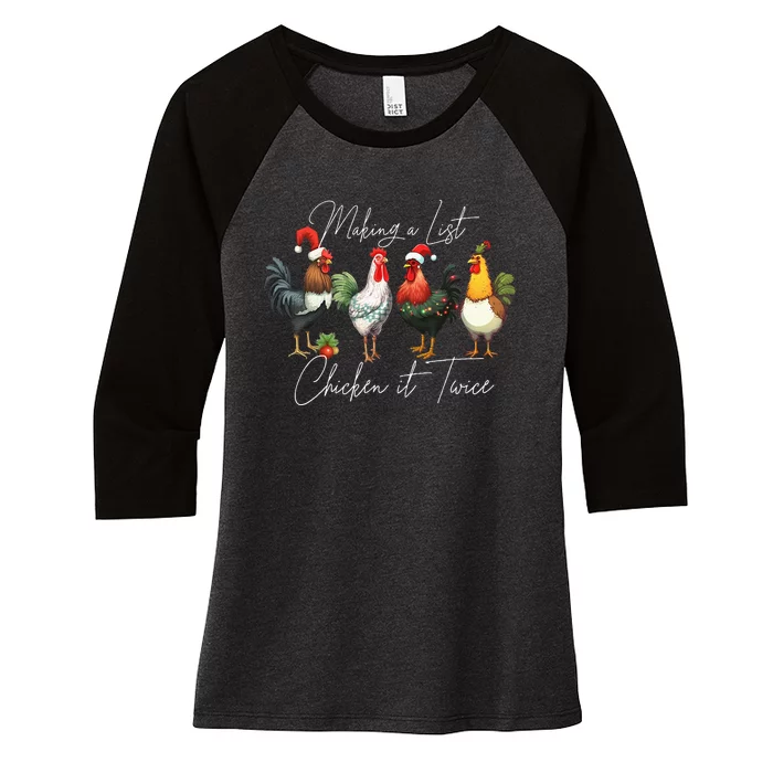 Christmas Chicken Lover Xmas Santa Hat Funny Farm Gift Women's Tri-Blend 3/4-Sleeve Raglan Shirt