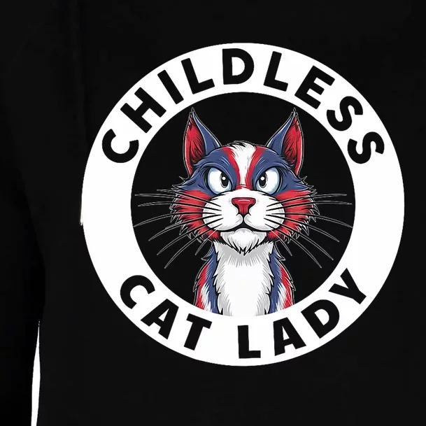 Childless Cat Lady Election Vote 2024 Patriotic Womens Funnel Neck Pullover Hood