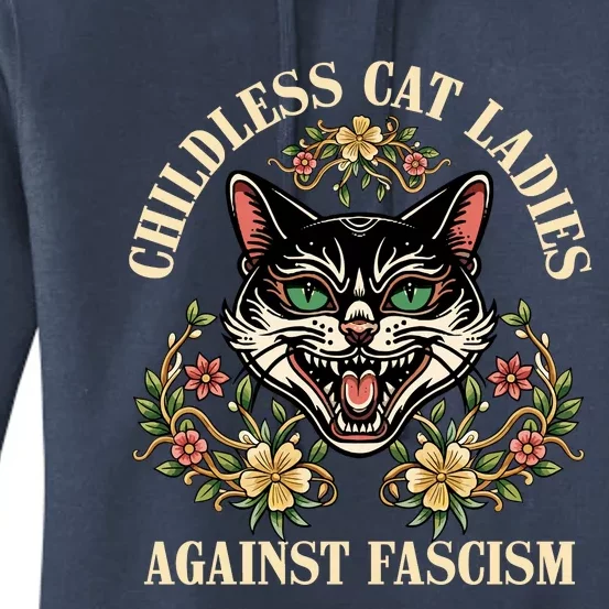 Childless Cat Ladies Against Fascism Women's Pullover Hoodie