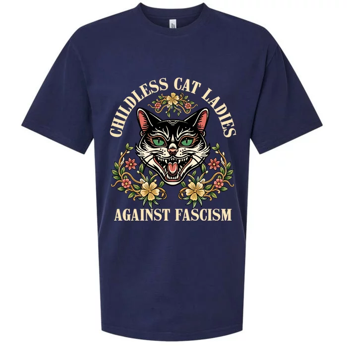 Childless Cat Ladies Against Fascism Sueded Cloud Jersey T-Shirt