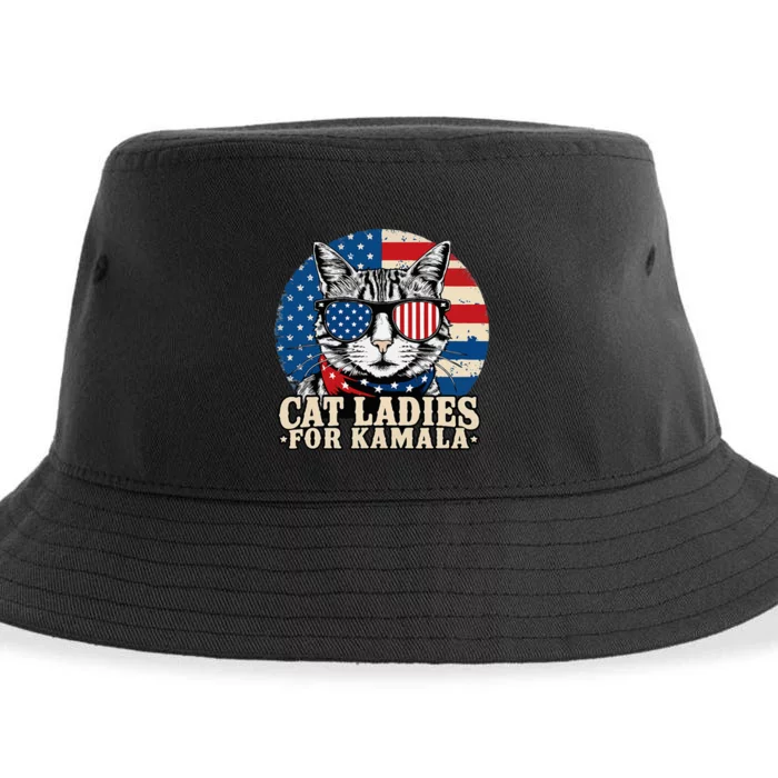 Childless Cat Lady For Kamala Harris Voting Sustainable Bucket Hat