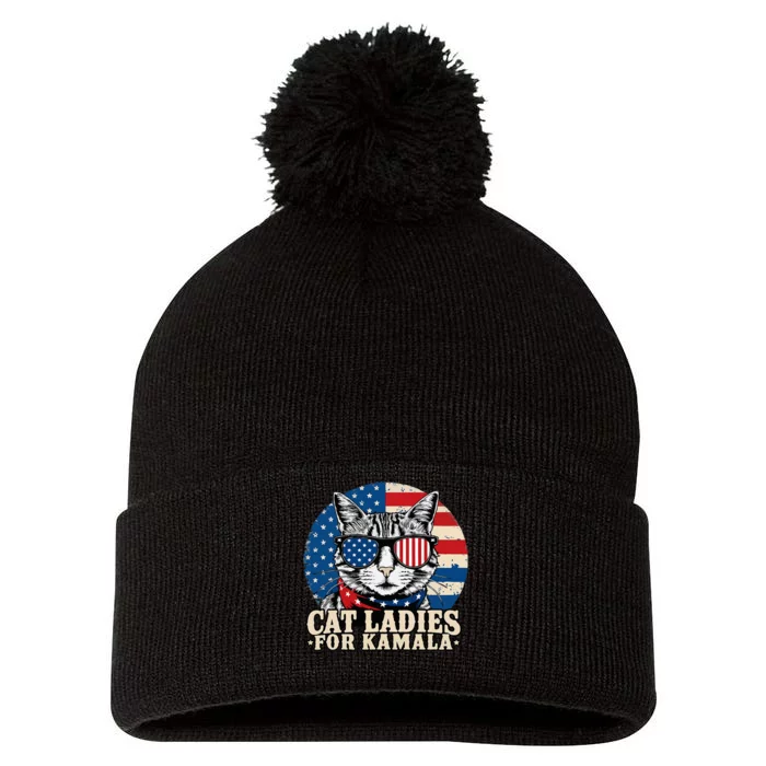 Childless Cat Lady For Kamala Harris Voting Pom Pom 12in Knit Beanie