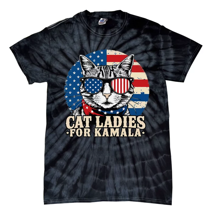 Childless Cat Lady For Kamala Harris Voting Tie-Dye T-Shirt