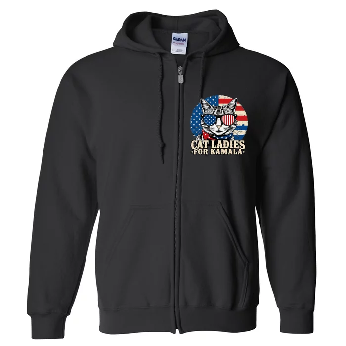 Childless Cat Lady For Kamala Harris Voting Full Zip Hoodie