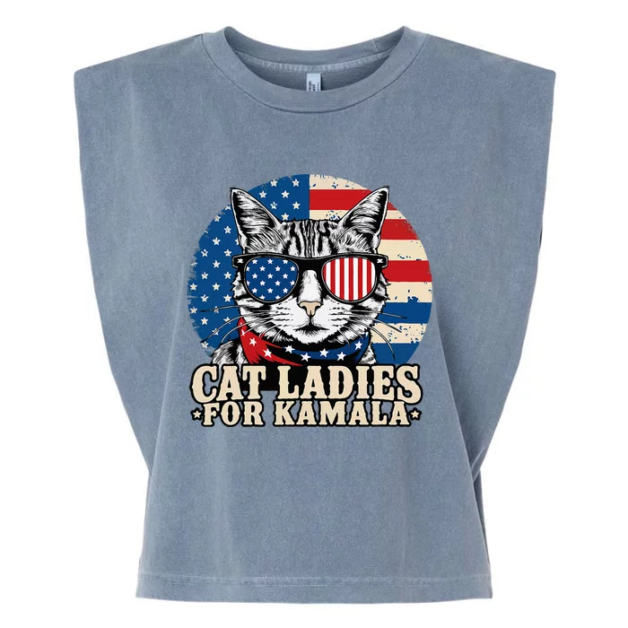 Childless Cat Lady For Kamala Harris Voting Garment-Dyed Women's Muscle Tee