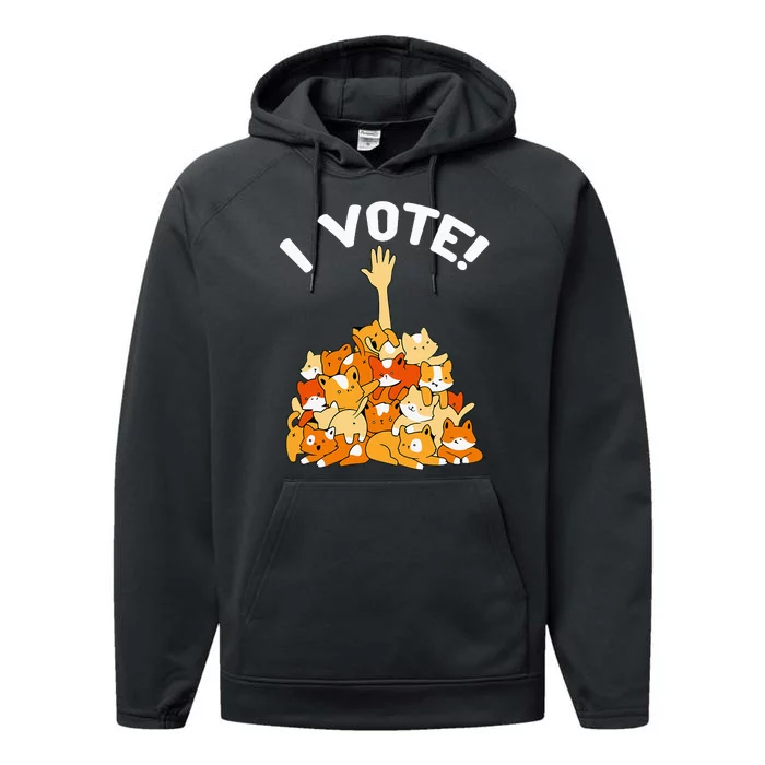 Crazy Cat Lady Childless Cat Lady I Vote Kamala Harris 2024 Performance Fleece Hoodie