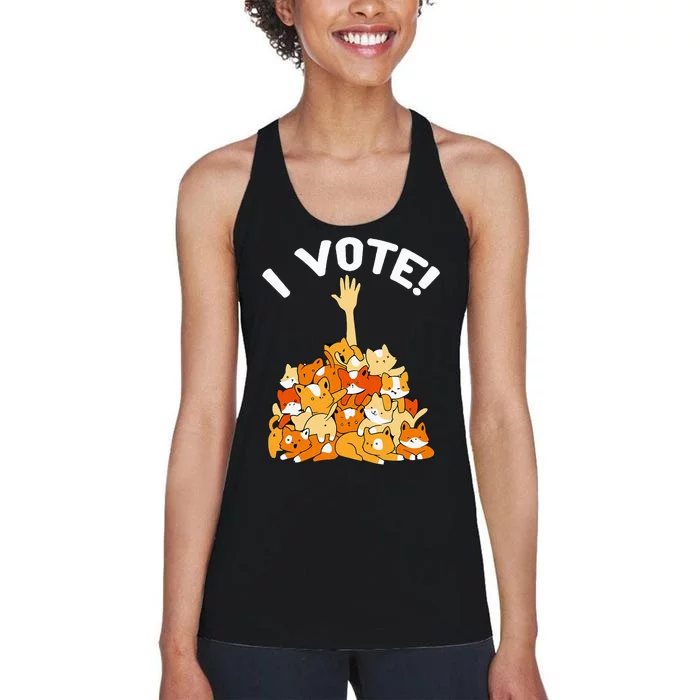 Crazy Cat Lady Childless Cat Lady I Vote Kamala Harris 2024 Women's Racerback Tank