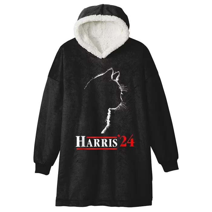 Childless Cat Lady For Kamala Harris President Hooded Wearable Blanket