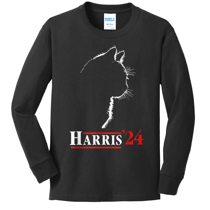 Childless Cat Lady For Kamala Harris President Kids Long Sleeve Shirt