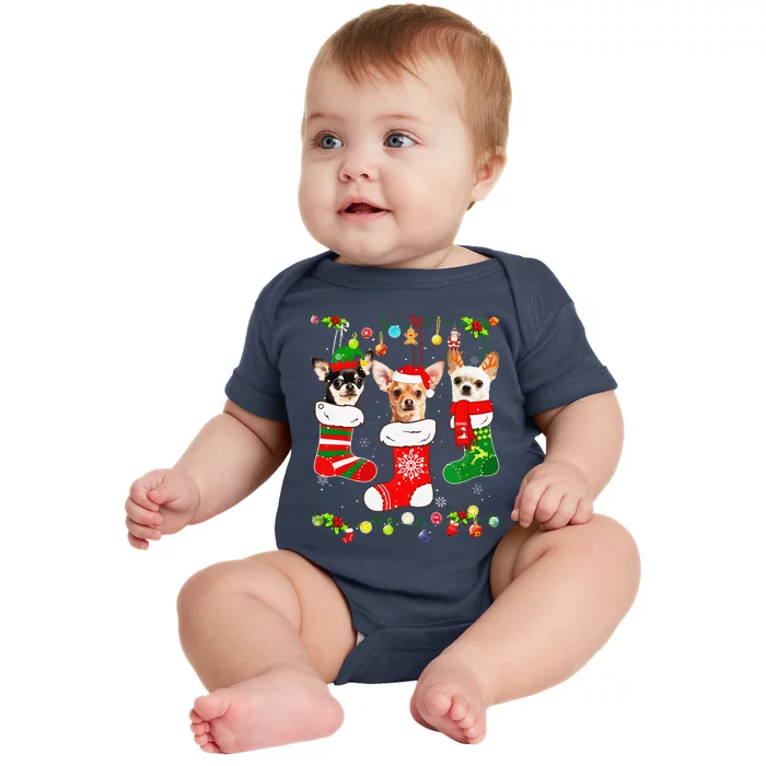 Chihuahua Christmas Lights Gift Funny Xmas Dog Lover Baby Bodysuit