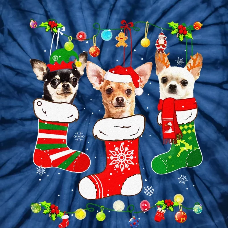 Chihuahua Christmas Lights Gift Funny Xmas Dog Lover Tie-Dye T-Shirt