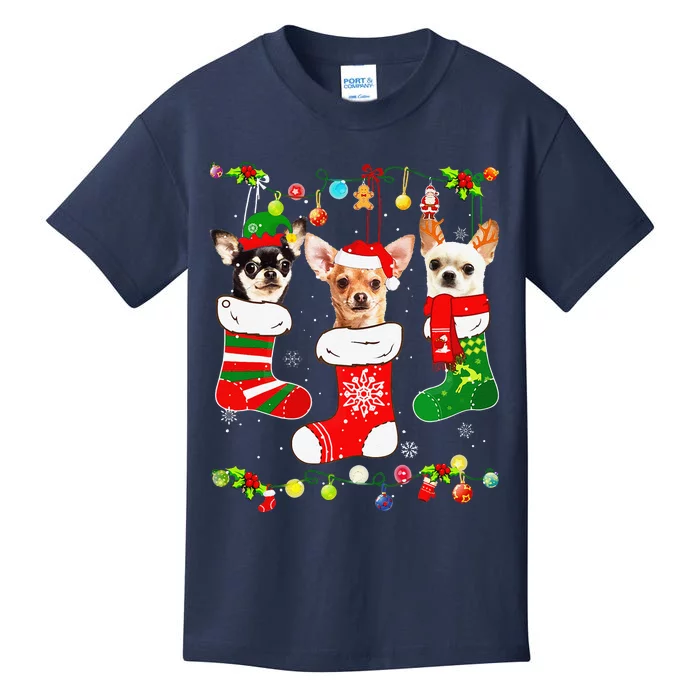 Chihuahua Christmas Lights Gift Funny Xmas Dog Lover Kids T-Shirt