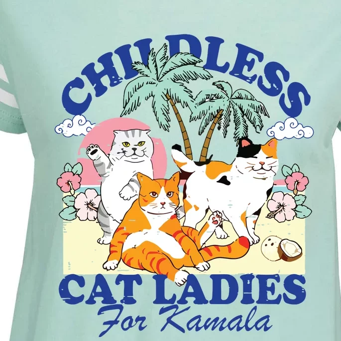 Childless Cat Lady For Kamala Harris 2024 Election Funny Cat Enza Ladies Jersey Football T-Shirt