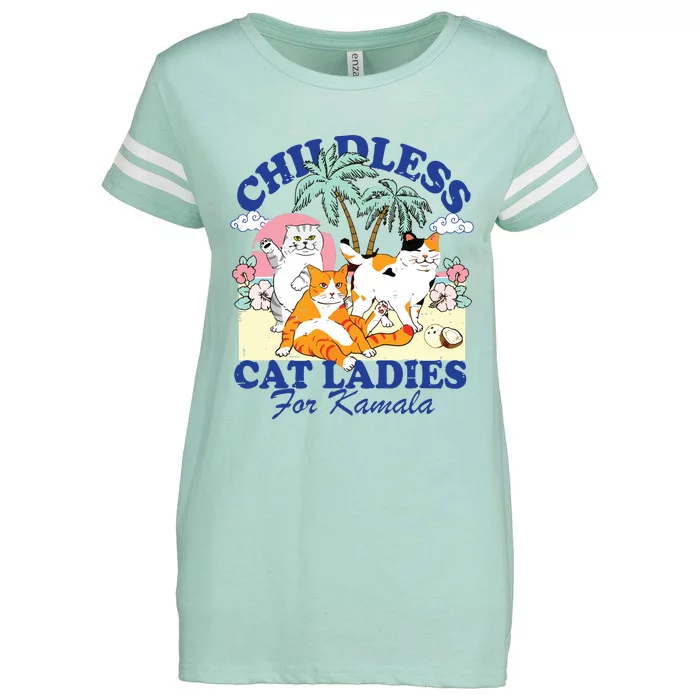 Childless Cat Lady For Kamala Harris 2024 Election Funny Cat Enza Ladies Jersey Football T-Shirt