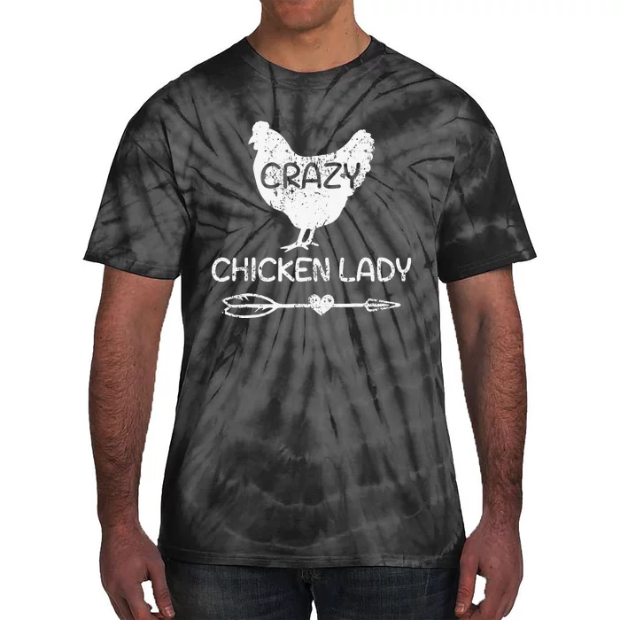 Crazy Chicken Lady Funny Farmer Farming Tie-Dye T-Shirt