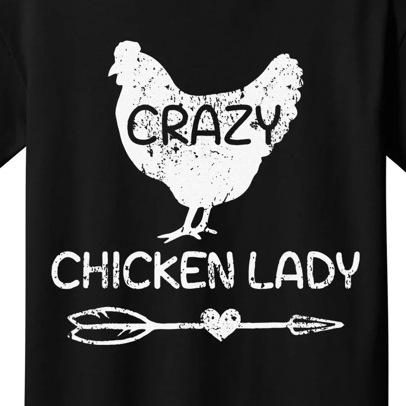 Crazy Chicken Lady Funny Farmer Farming Kids T-Shirt