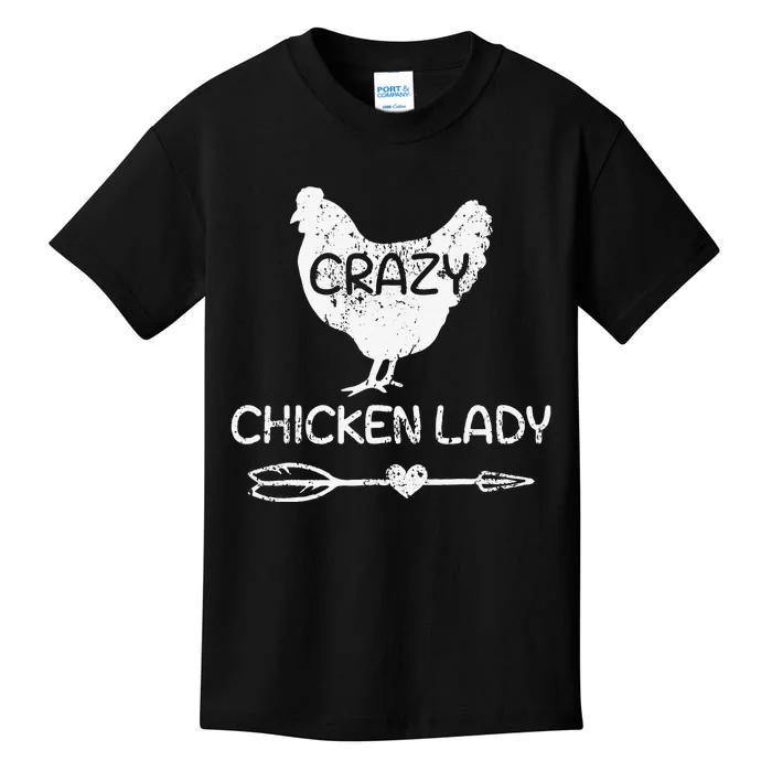 Crazy Chicken Lady Funny Farmer Farming Kids T-Shirt