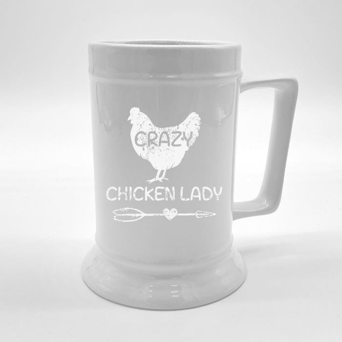 Crazy Chicken Lady Funny Farmer Farming Front & Back Beer Stein