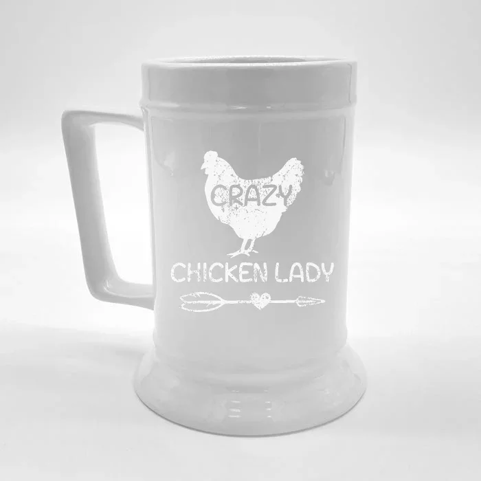 Crazy Chicken Lady Funny Farmer Farming Front & Back Beer Stein