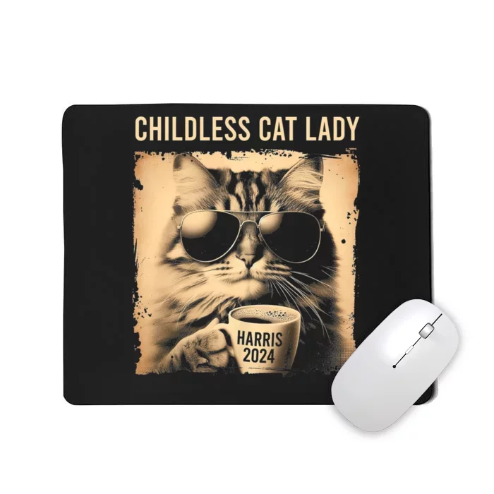 Childless Cat Lady Vintage Coffee Cat Mousepad