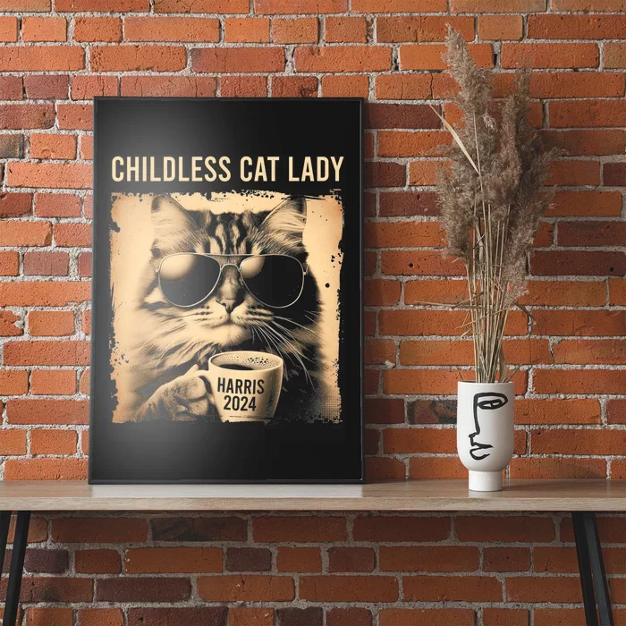 Childless Cat Lady Vintage Coffee Cat Poster